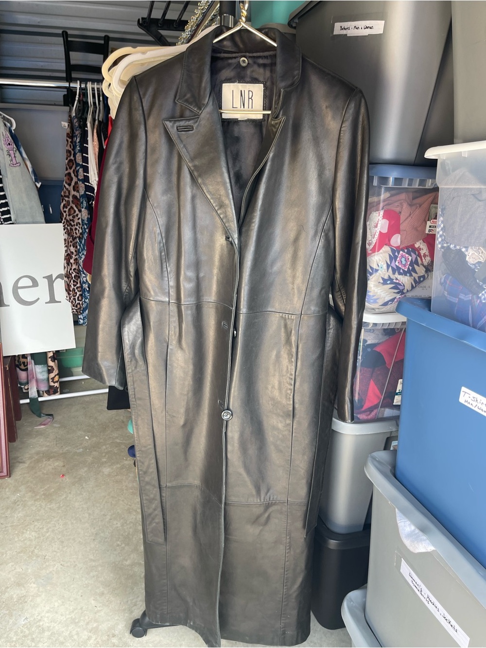 Vintage LNR Women's Black Long Leather Coat